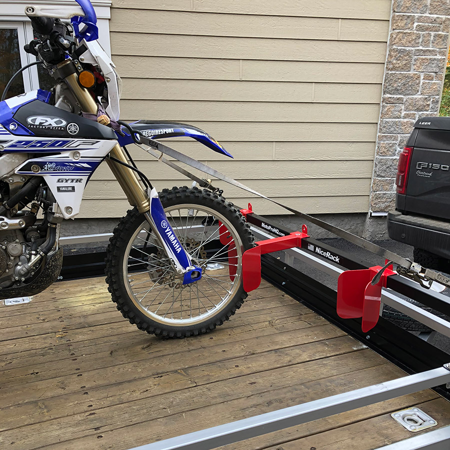 Motorcycle racks open trailer