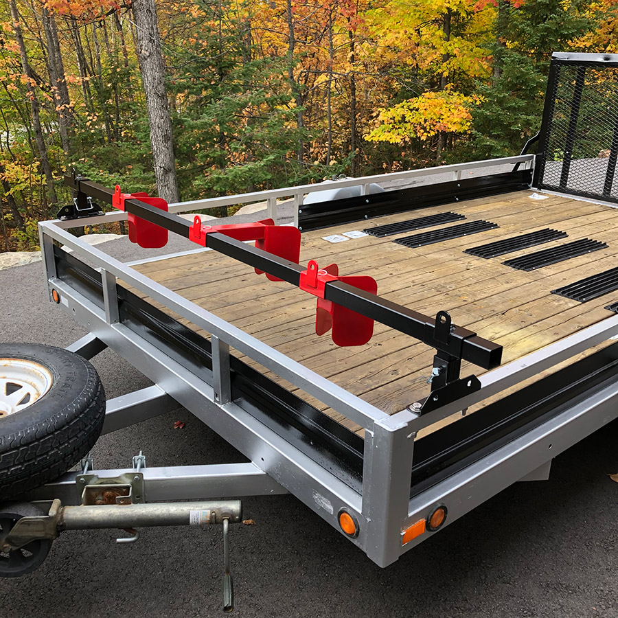 Motorcycle racks open trailer