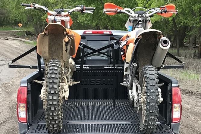 Motorcycle rack mid-sized pickup truck