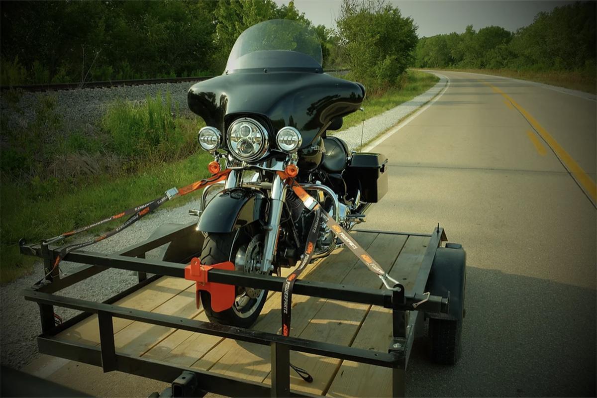 Motorcycle racks open trailer